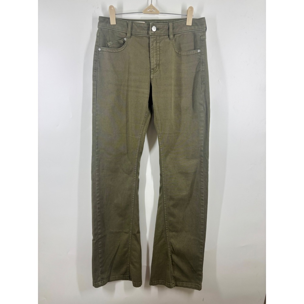 Pilcro and the Letterpress Women Olive Green Mid Rise Flare Leg Pants Size 27
